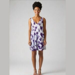 BB Dakota V-Neck Sleeveless Cotton Dress Fot & Flare Purple Floral Size‎ 4